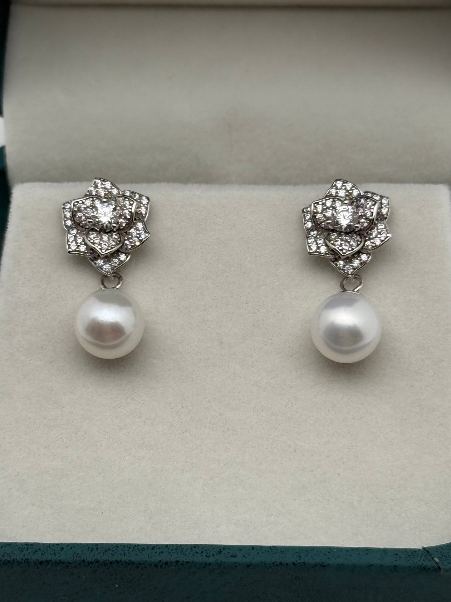 Filigree Dangling Pearl Earrings