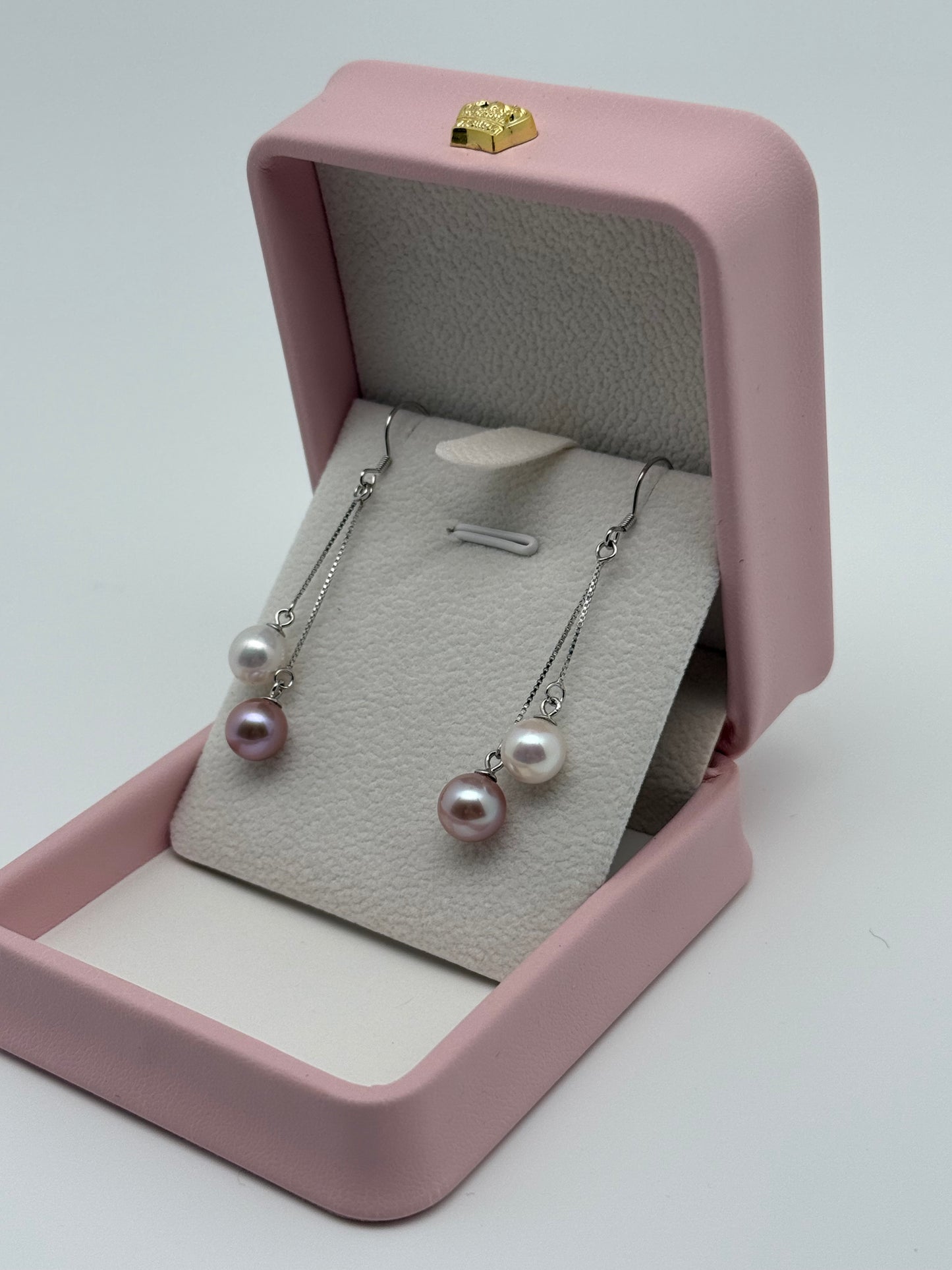 Double Pearl Dangling Earrings
