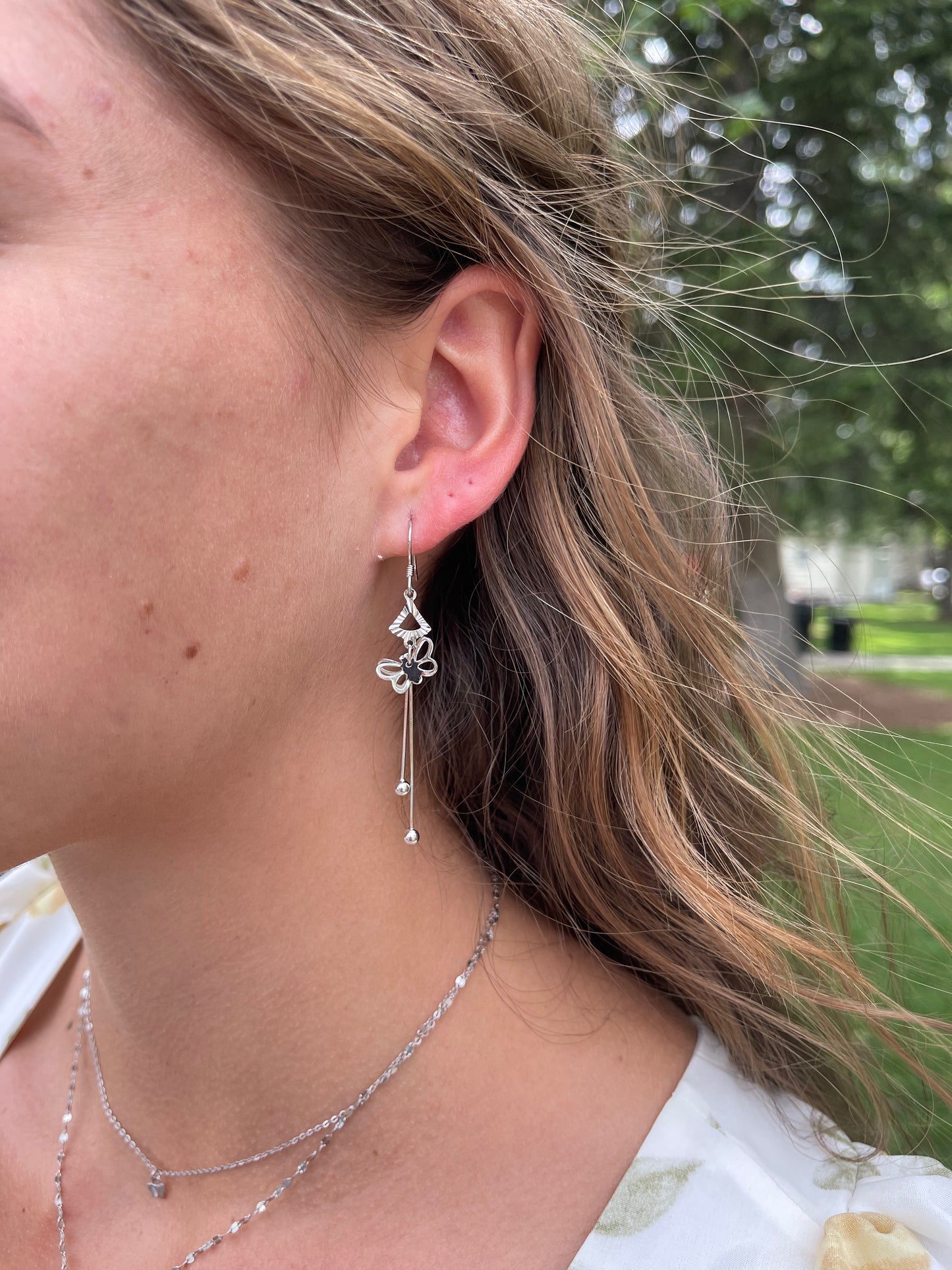 Dainty Butterfly Dangle Earrings