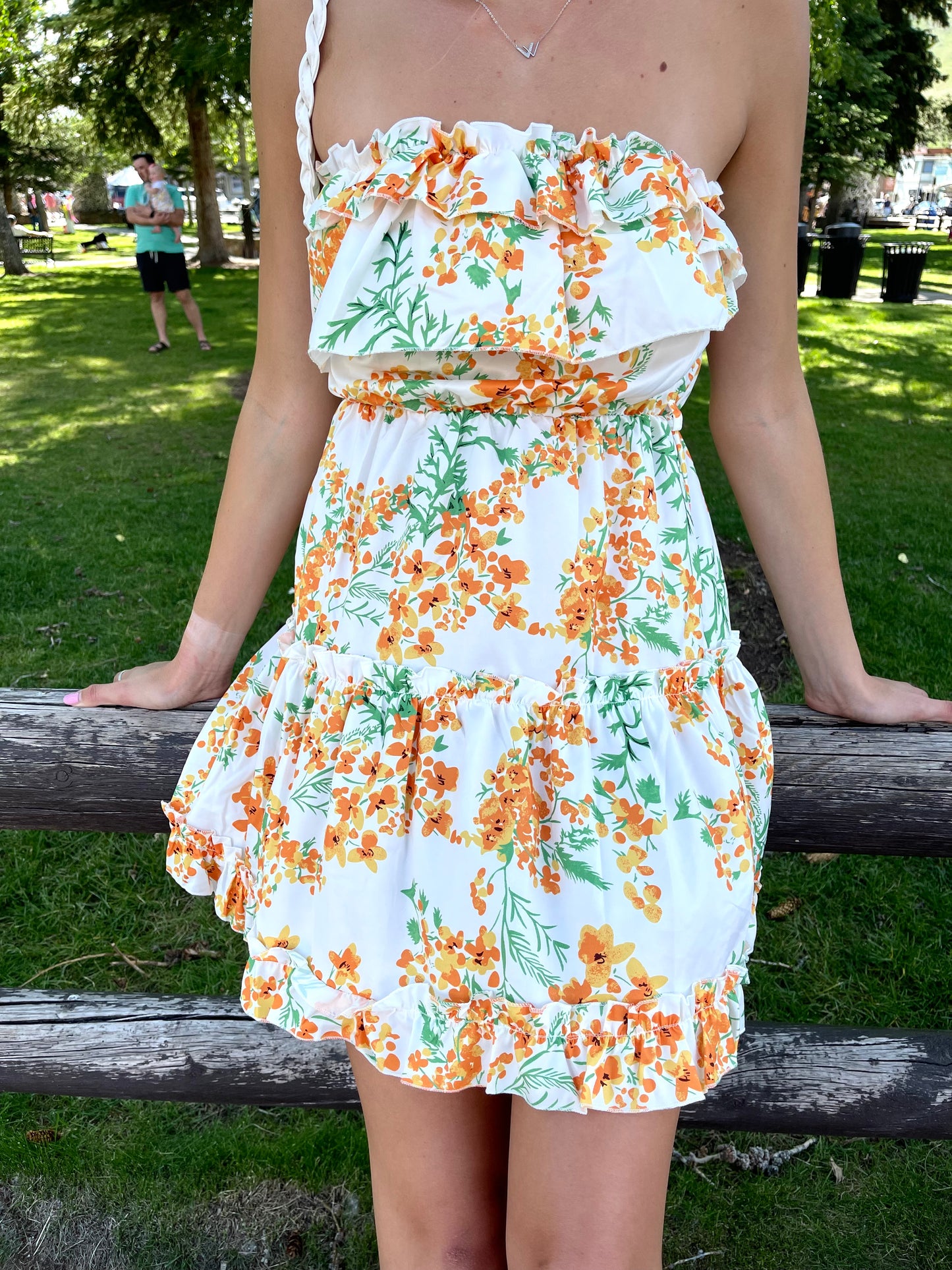 Floral Sweetheart Strapless Mini Dress