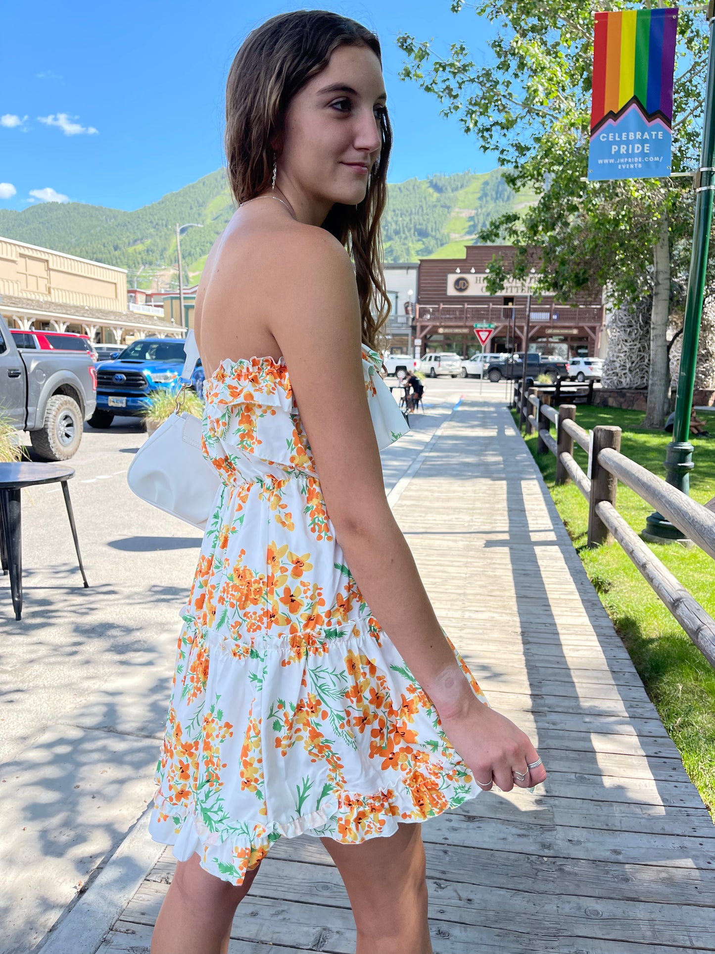 Floral Sweetheart Strapless Mini Dress
