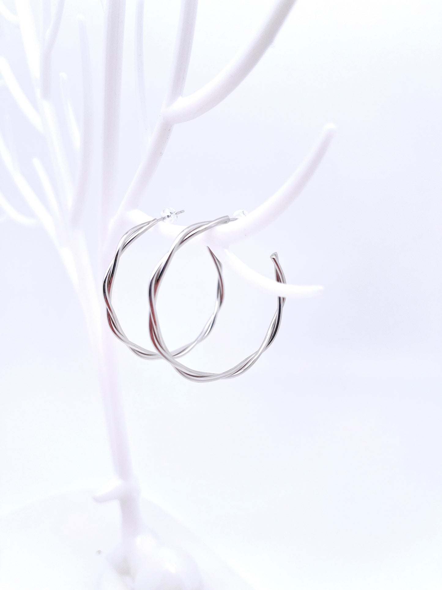 Big O Hoop Twisted Earrings in Sterling Silver