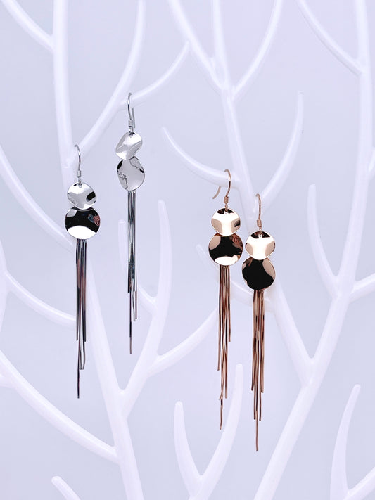 Mirror Sequin Tassel Earrings