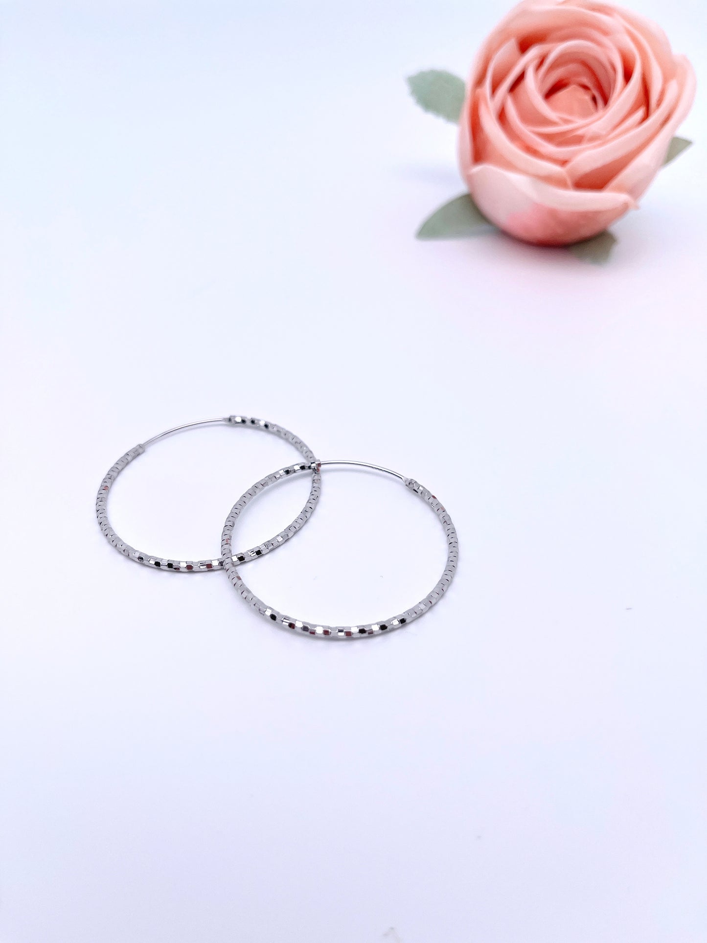 Large sparkle endless hoop earrings in sterling silver