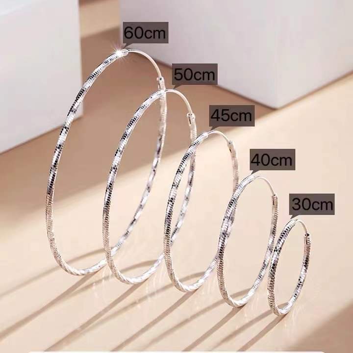 Large sparkle endless hoop earrings in sterling silver