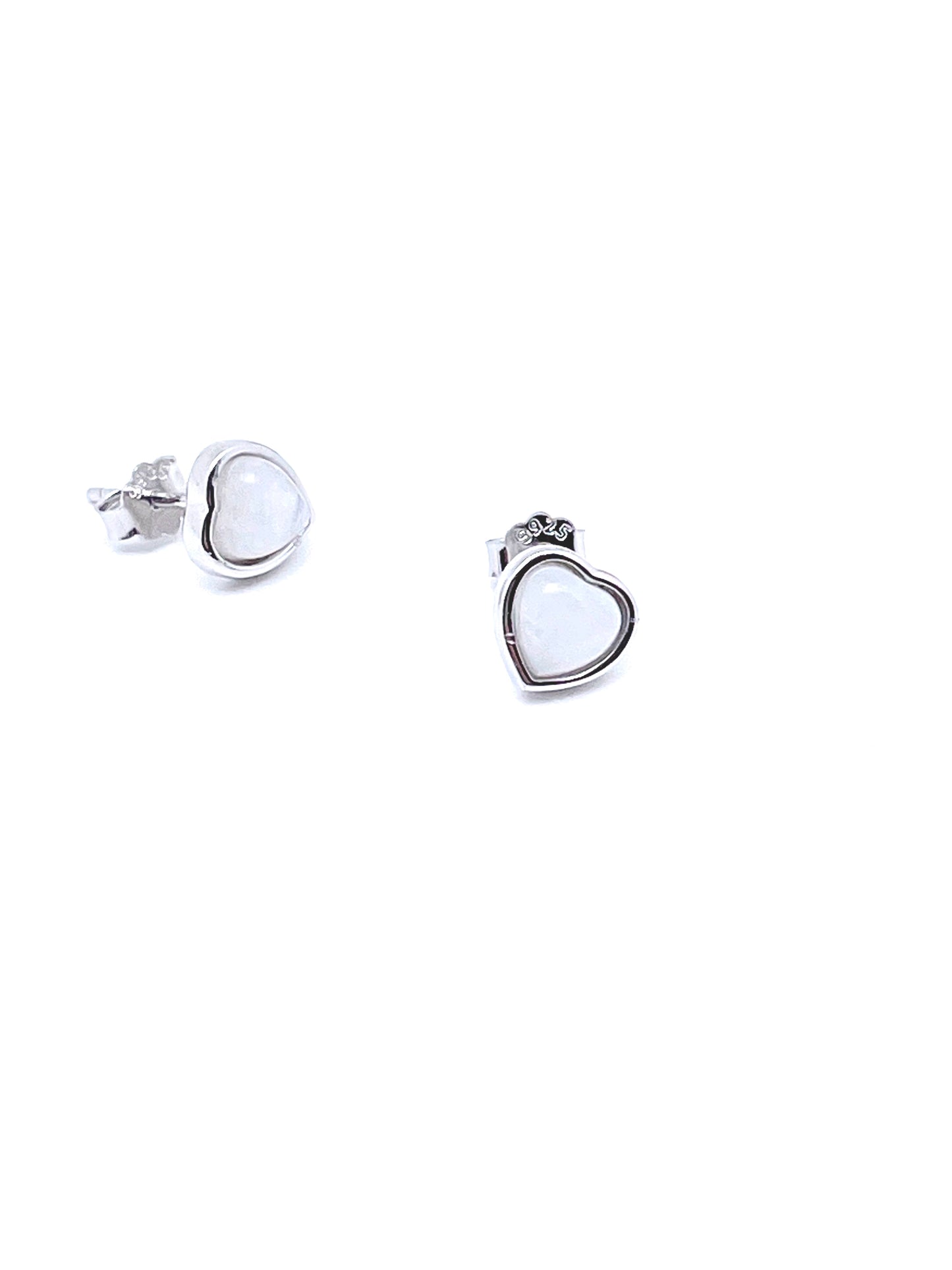 Moonstone Heart Studs