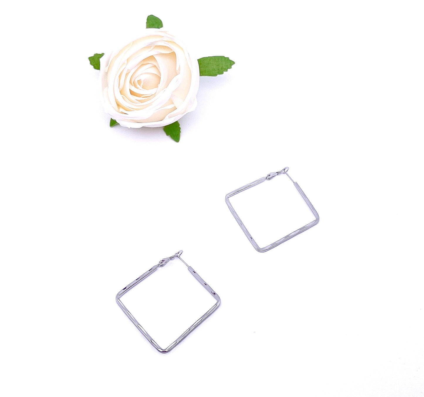 Big O Hoop Square Earrings in Sterling Silver