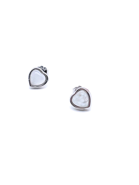 Moonstone Heart Studs