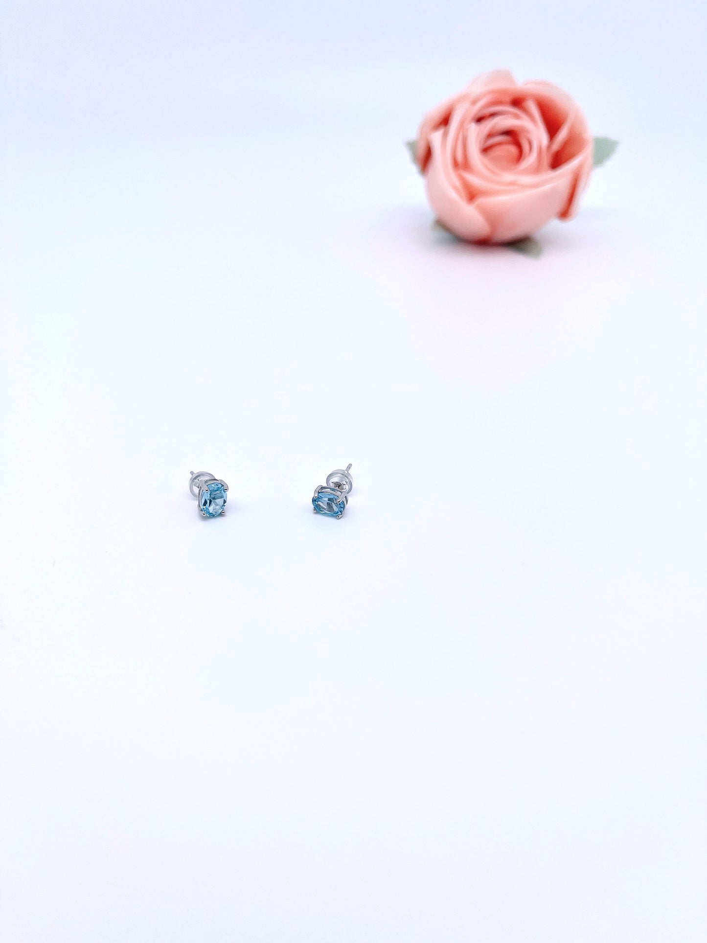 Blue Topaz Studs in Sterling Silver