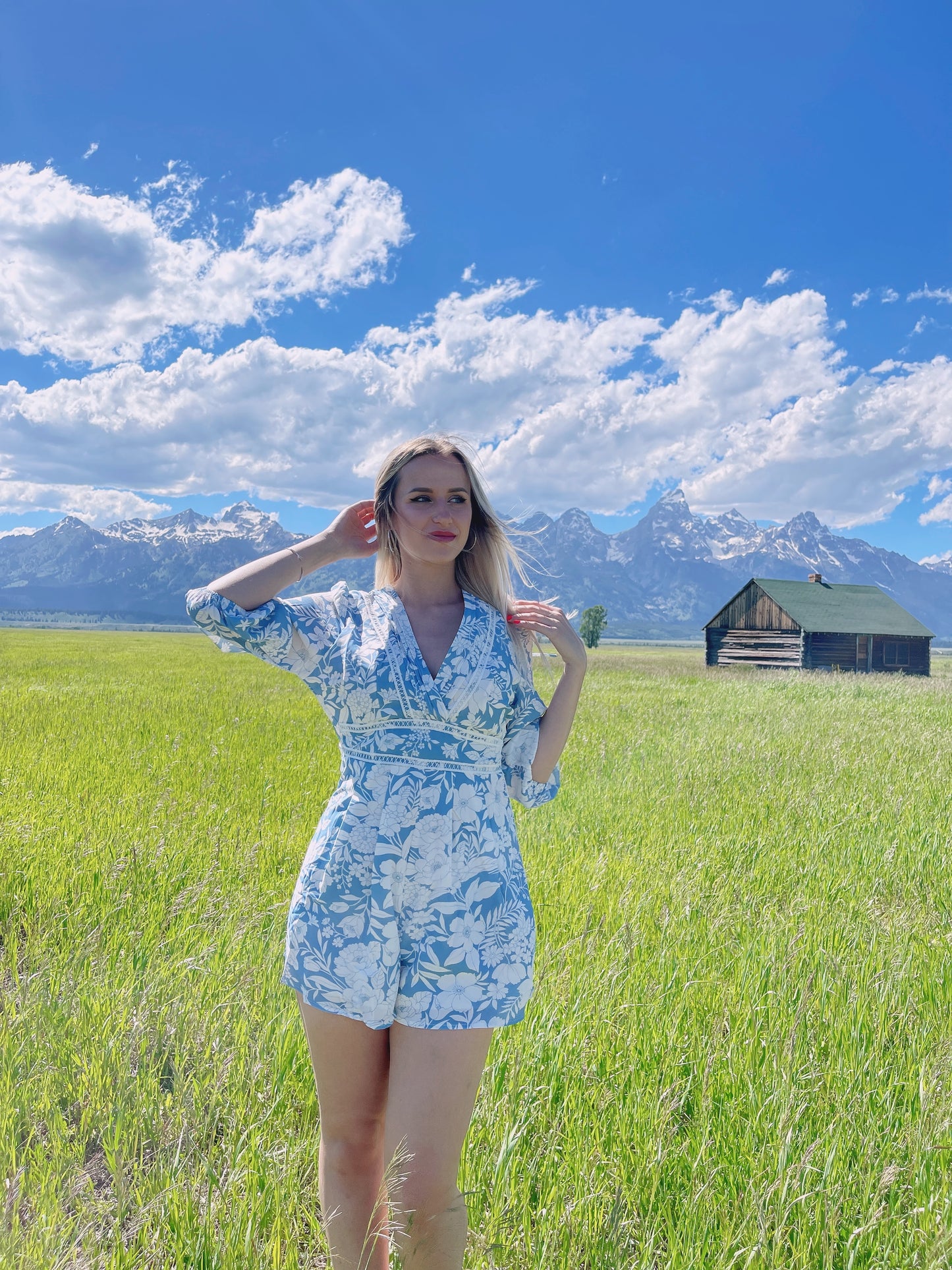 The Blue Floral Romper