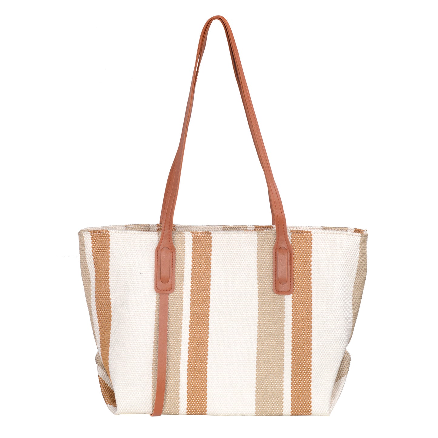 Canvas Strips Tote with Zipper