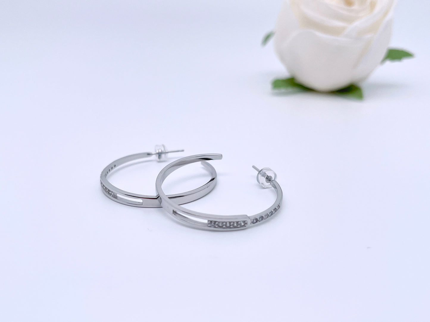 Big O Hoop Luna Earrings in Sterling Silver