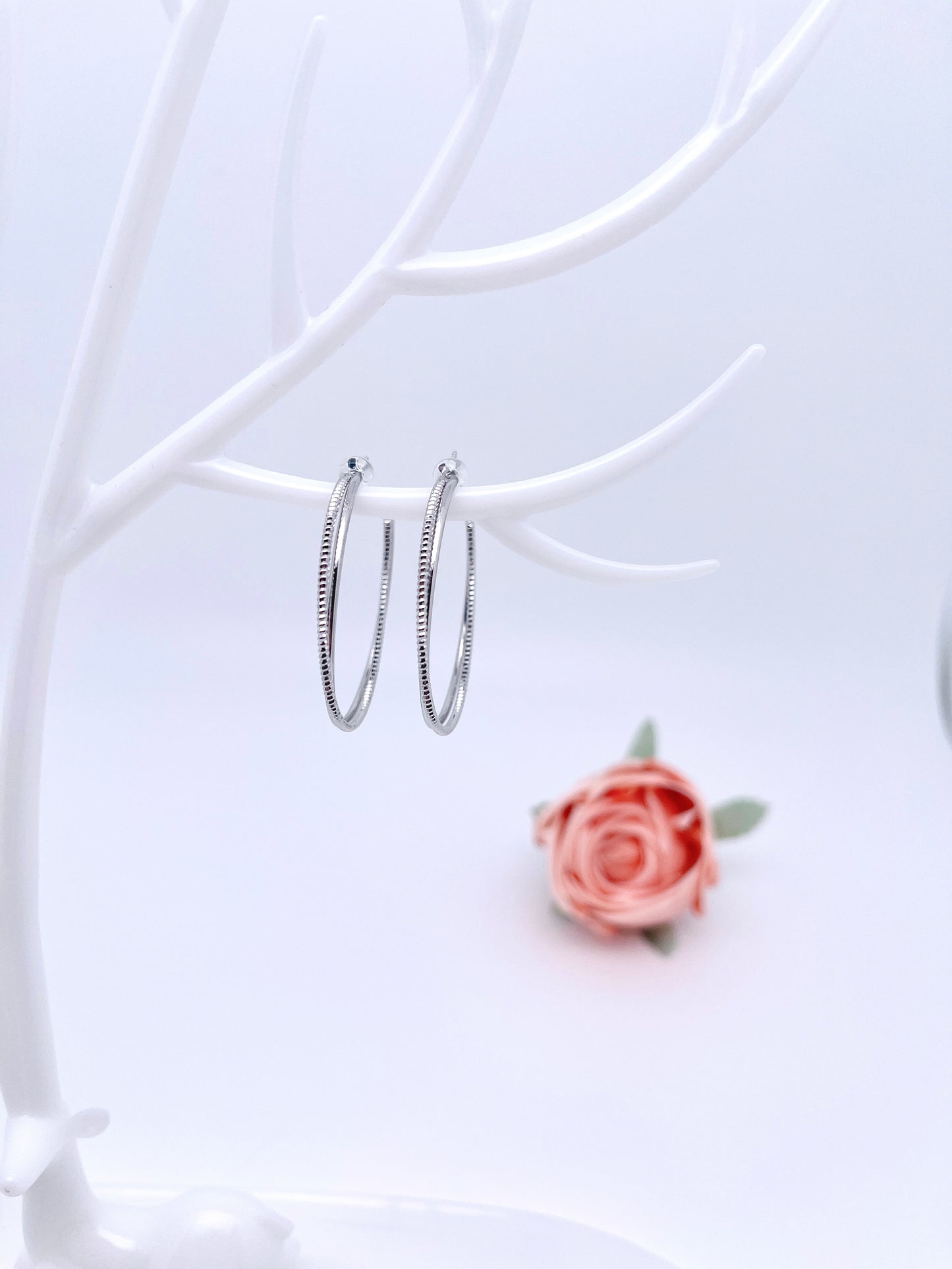 Big O Hoop Twisted Circle Earrings in Sterling Silver