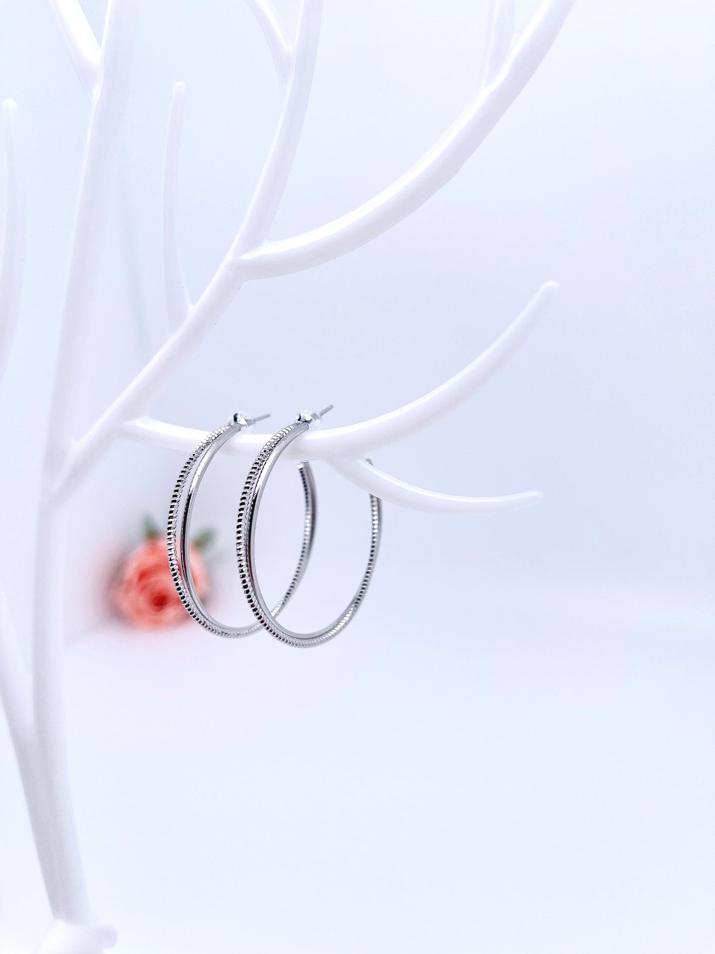 Big O Hoop Twisted Circle Earrings in Sterling Silver