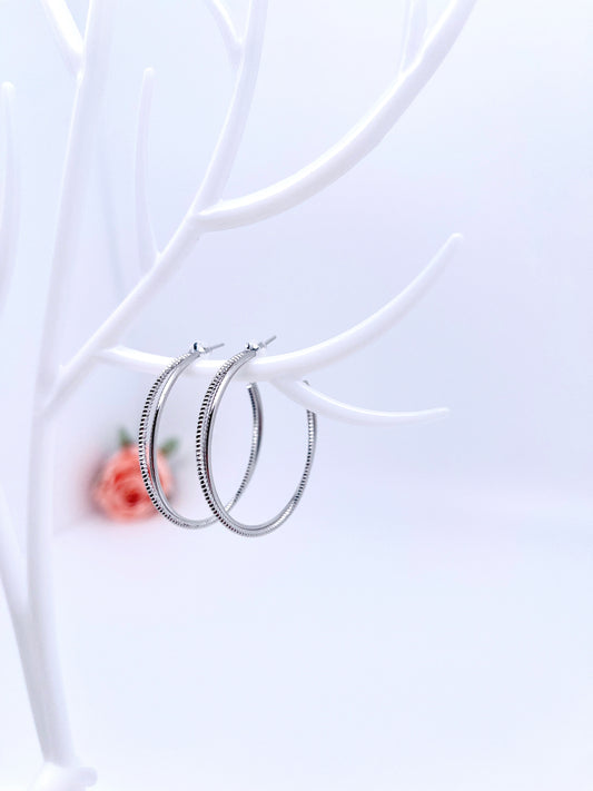 Big O Hoop Twisted Circle Earrings in Sterling Silver