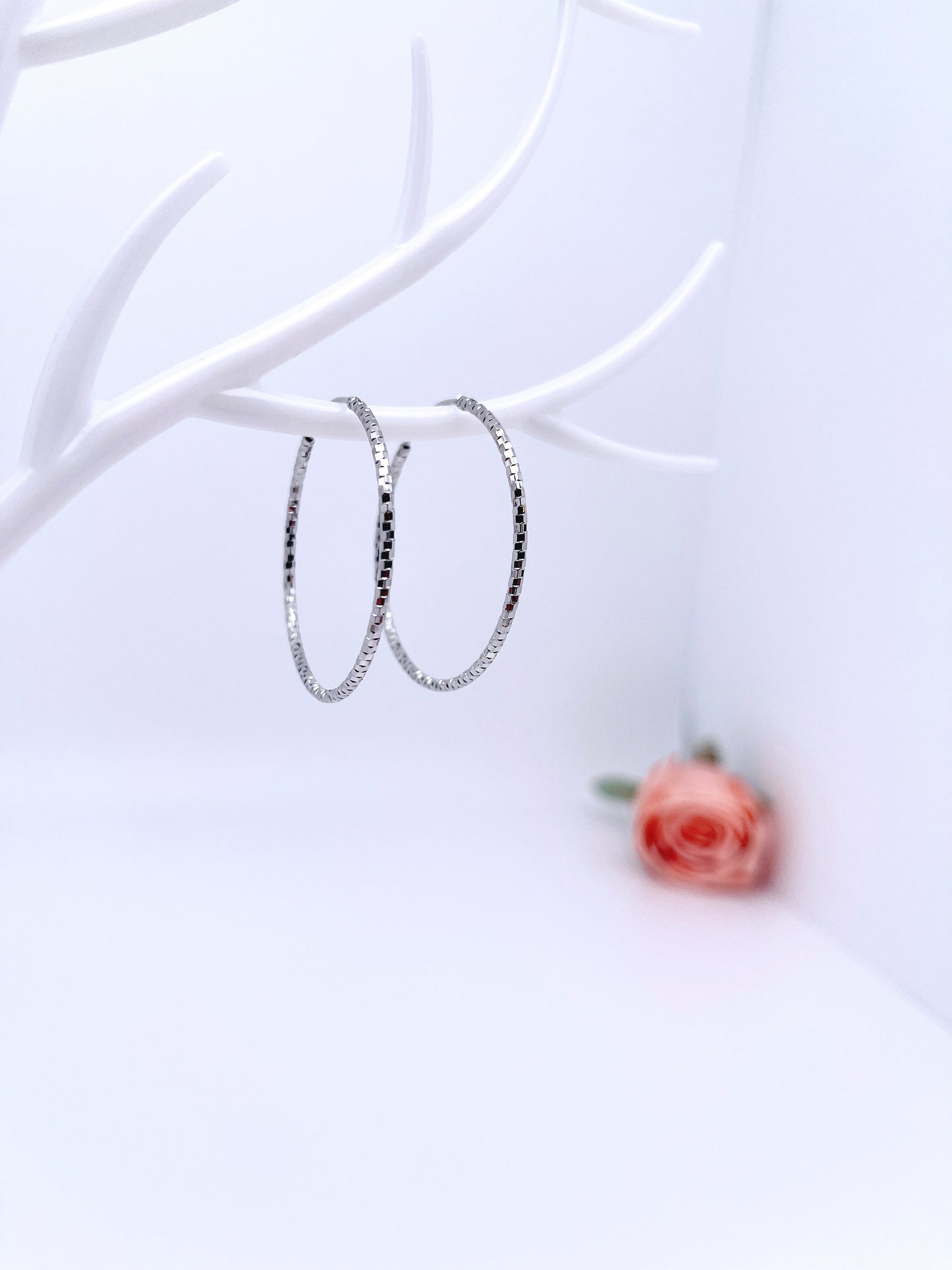 Large sparkle endless hoop earrings in sterling silver