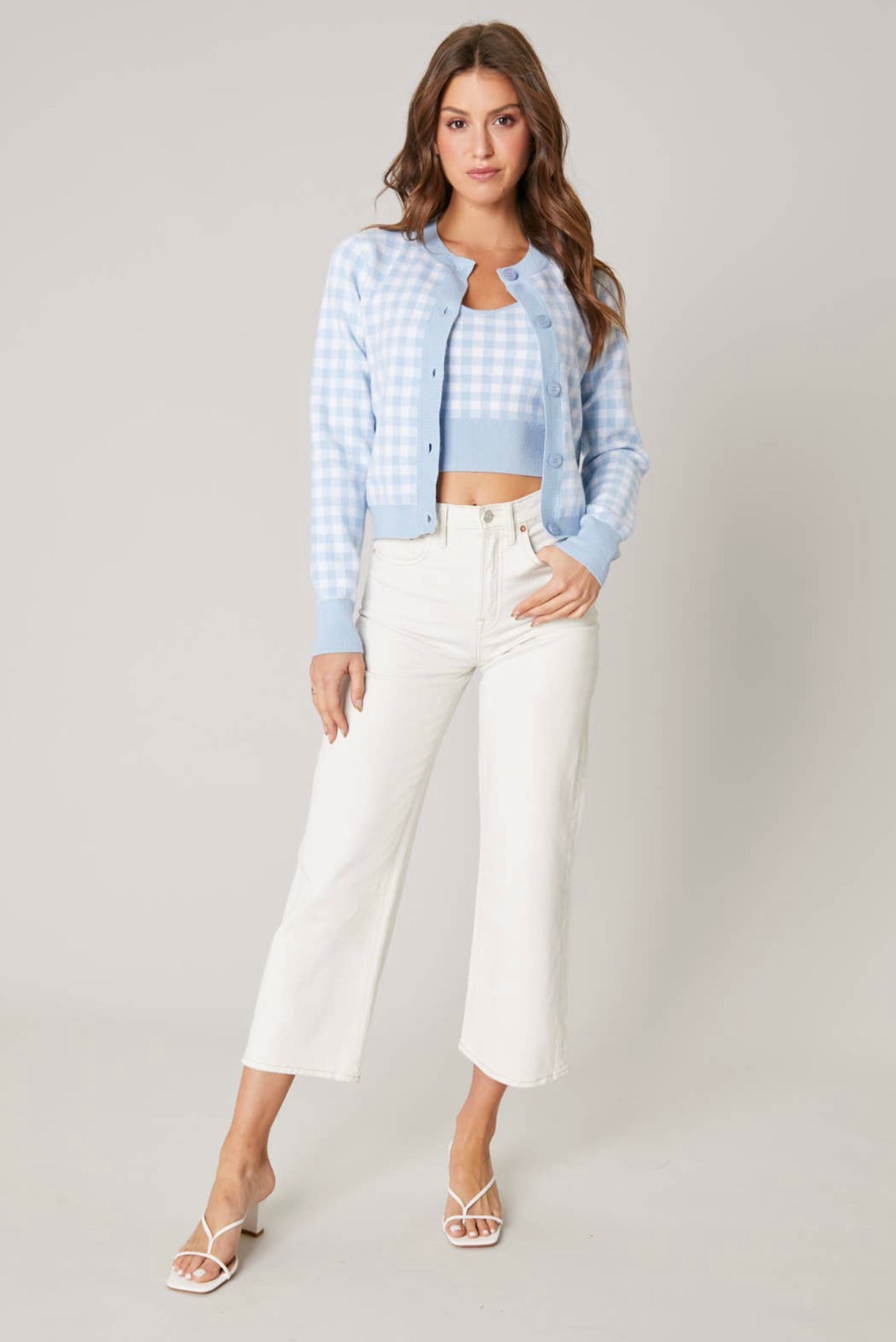Dominika Gingham Cardigan Sweater