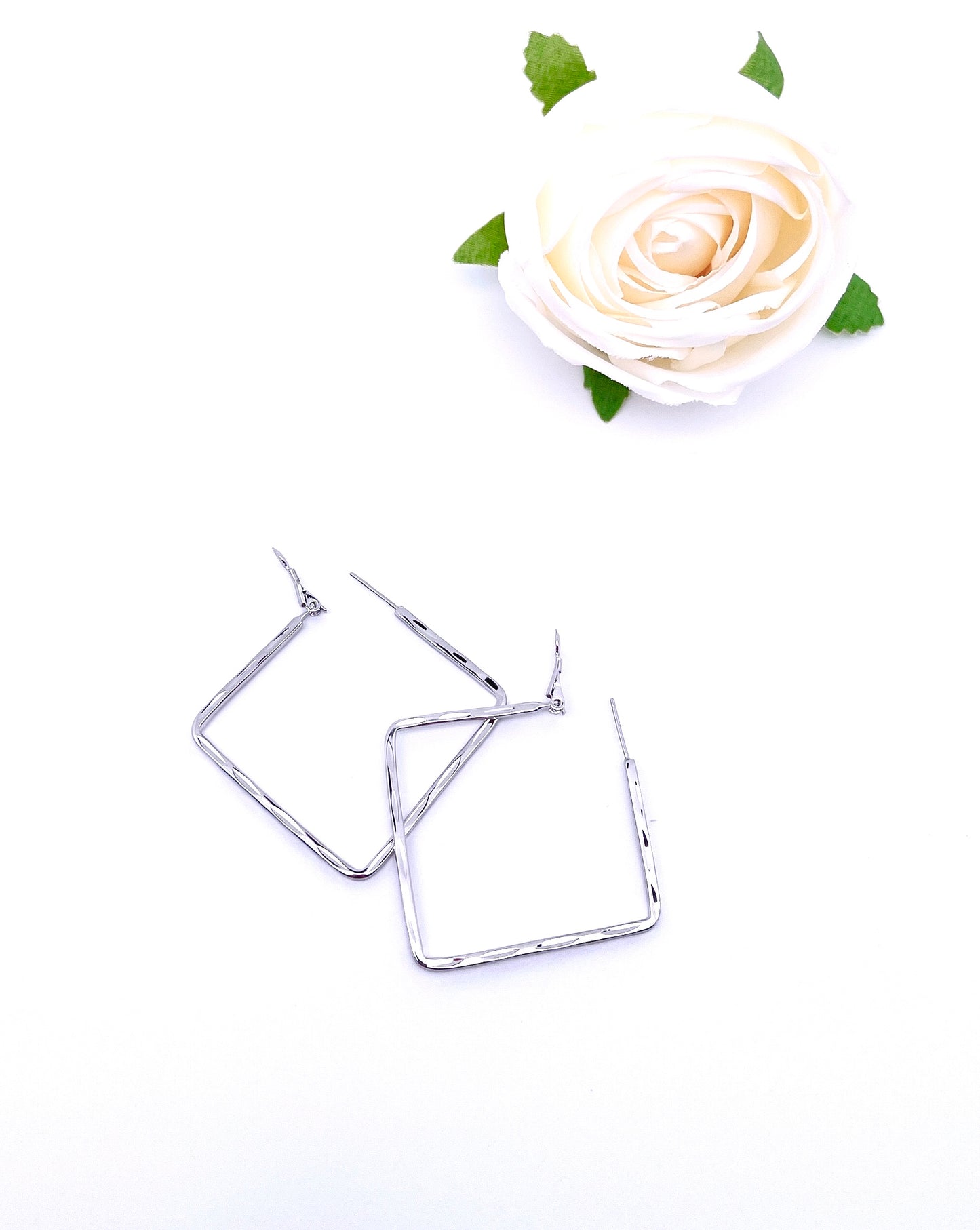 Big O Hoop Square Earrings in Sterling Silver