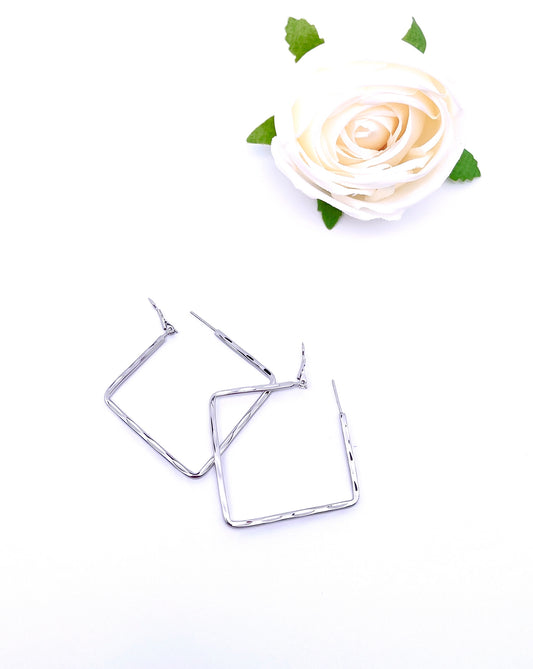 Big O Hoop Square Earrings in Sterling Silver