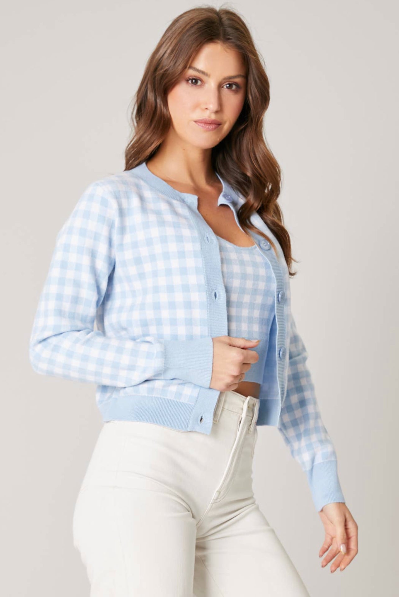Dominika Gingham Cardigan Sweater