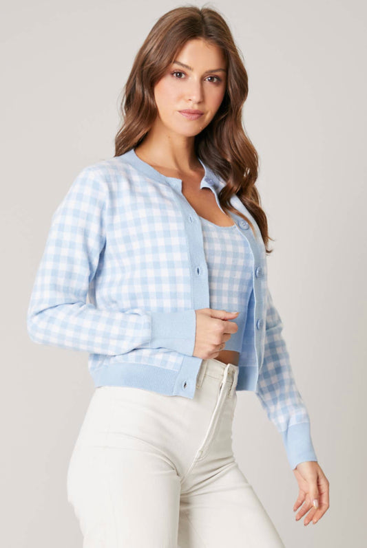 Dominika Gingham Cardigan Sweater