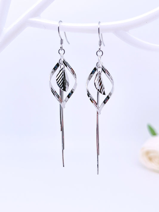 Twist Leaf Tassel Earrings