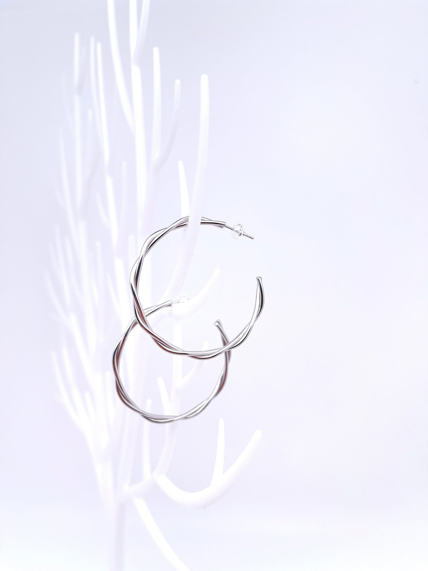 Big O Hoop Twisted Earrings in Sterling Silver
