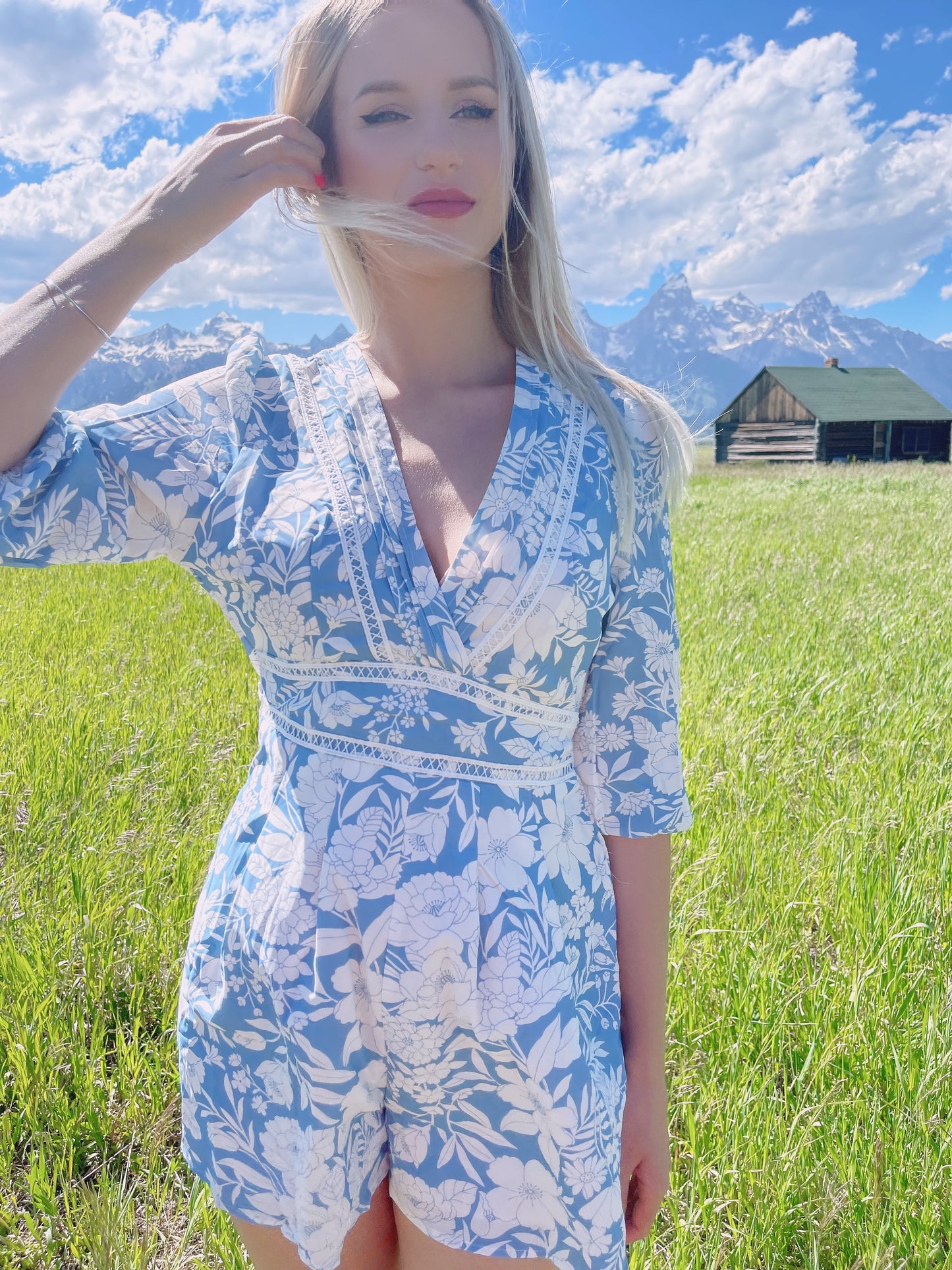 The Blue Floral Romper