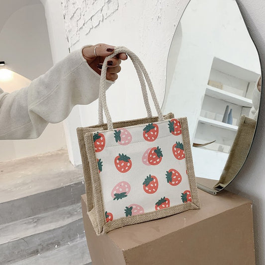 Small Strawberry Canvas Totes