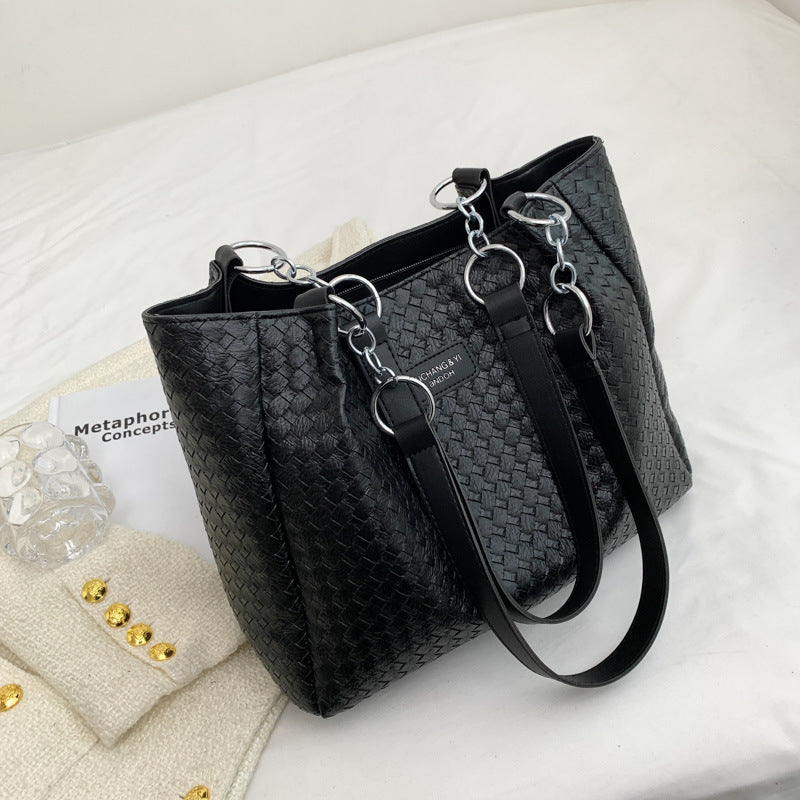 Large Woven Tote with Zipper
