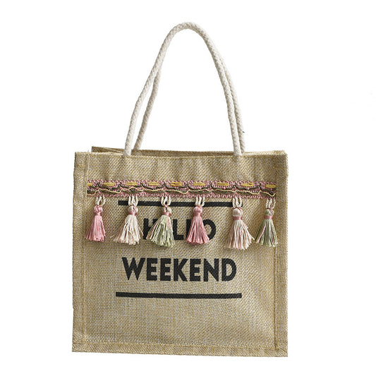 Hello Weekend Small Canvas Toted