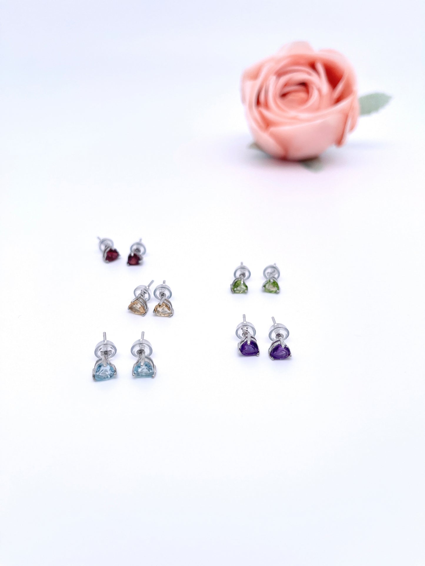 Sweet Heart Gemstone Studs