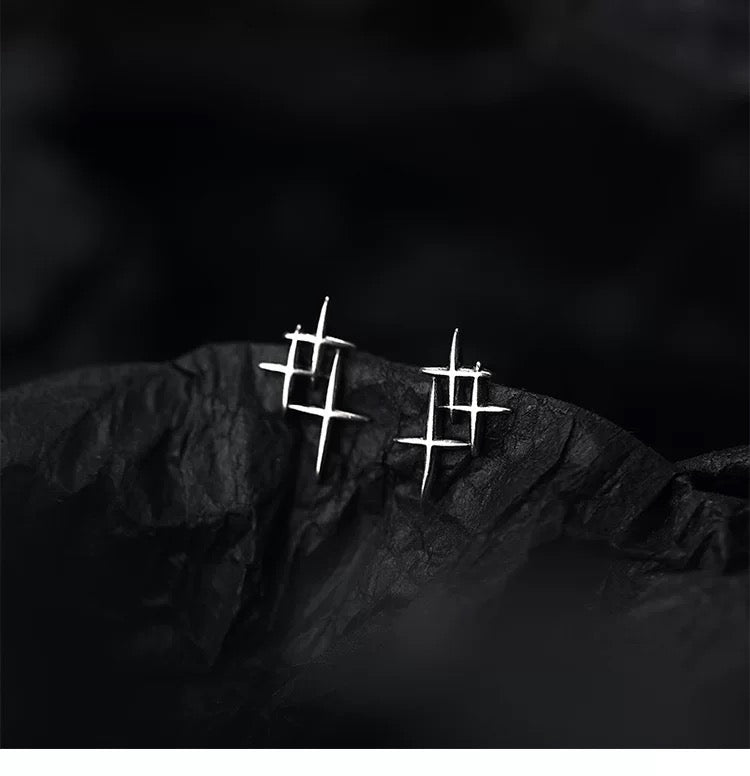 Tri-star sterling silver studs