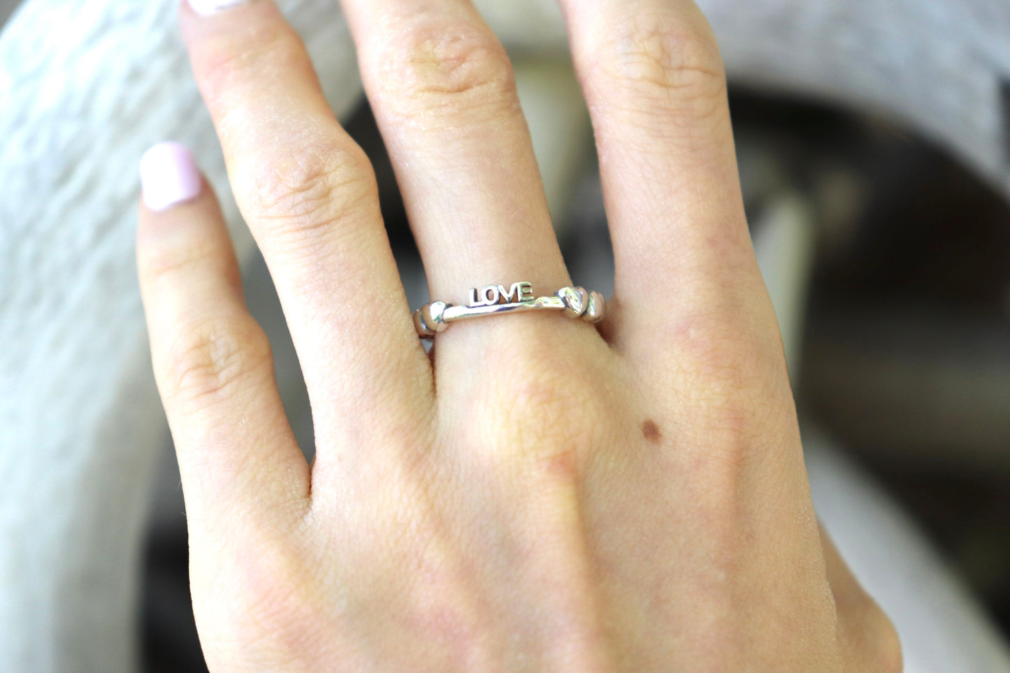 Open ring with heart shape