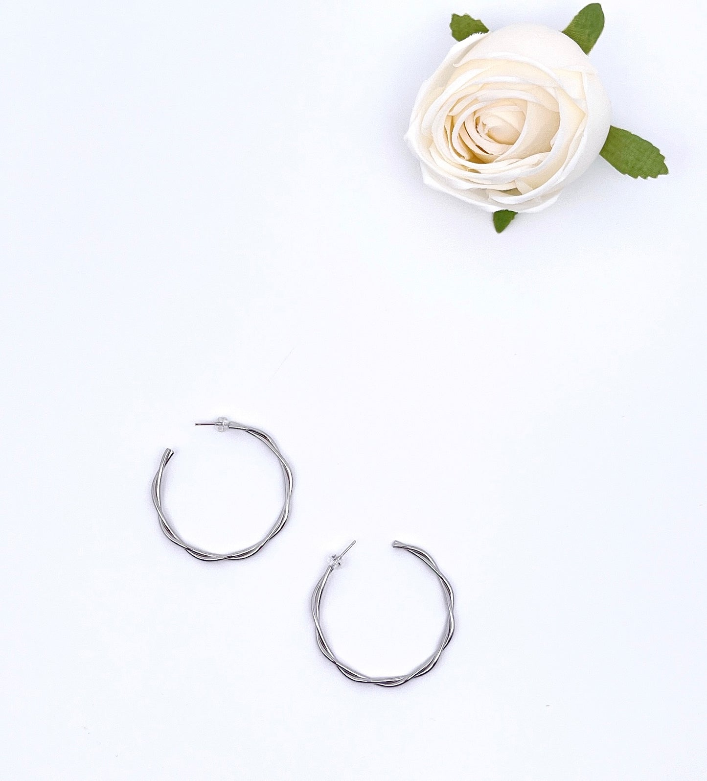 Big O Hoop Twisted Earrings in Sterling Silver