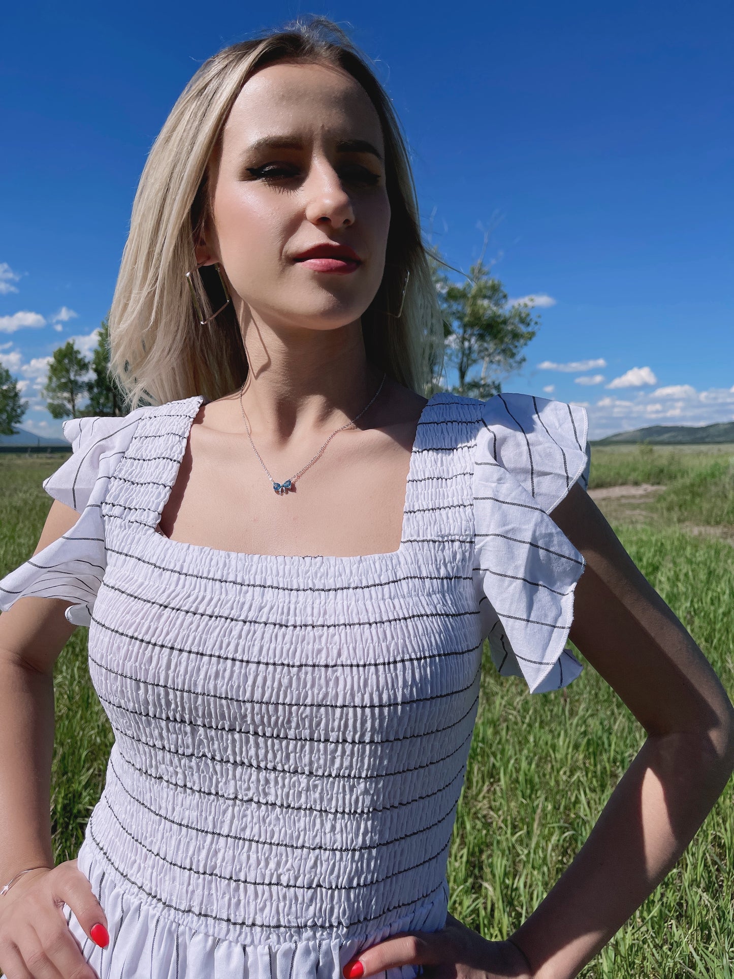 The Solid Mock Ripple Midi Dress