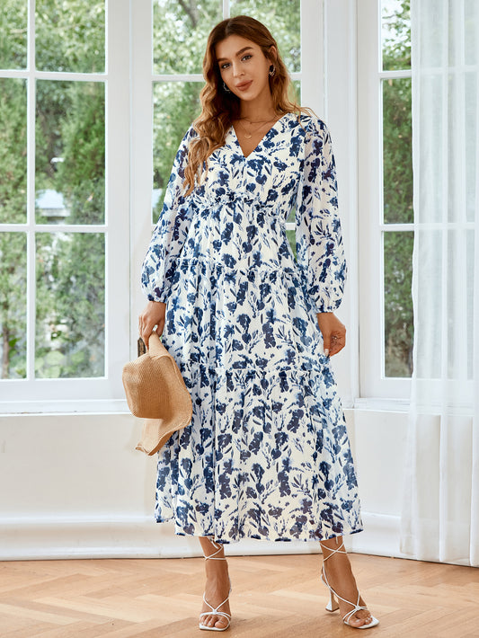 Blue Floral Midi Dress