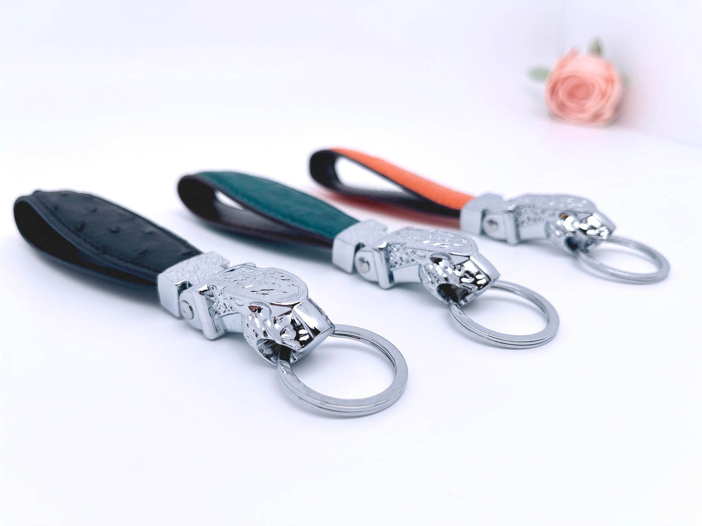 Ostrich skin keychain