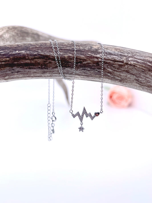 Love on Mountain Outline Necklace in Sterling Silver