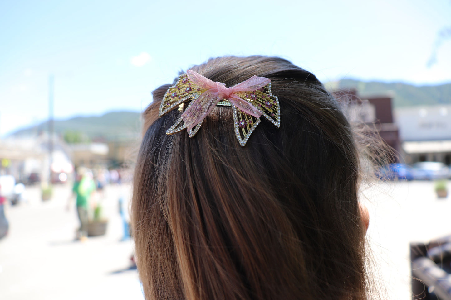 Ribbon Metallic Hair Barrette