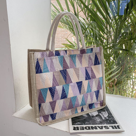 Large Tartan Linen Tote