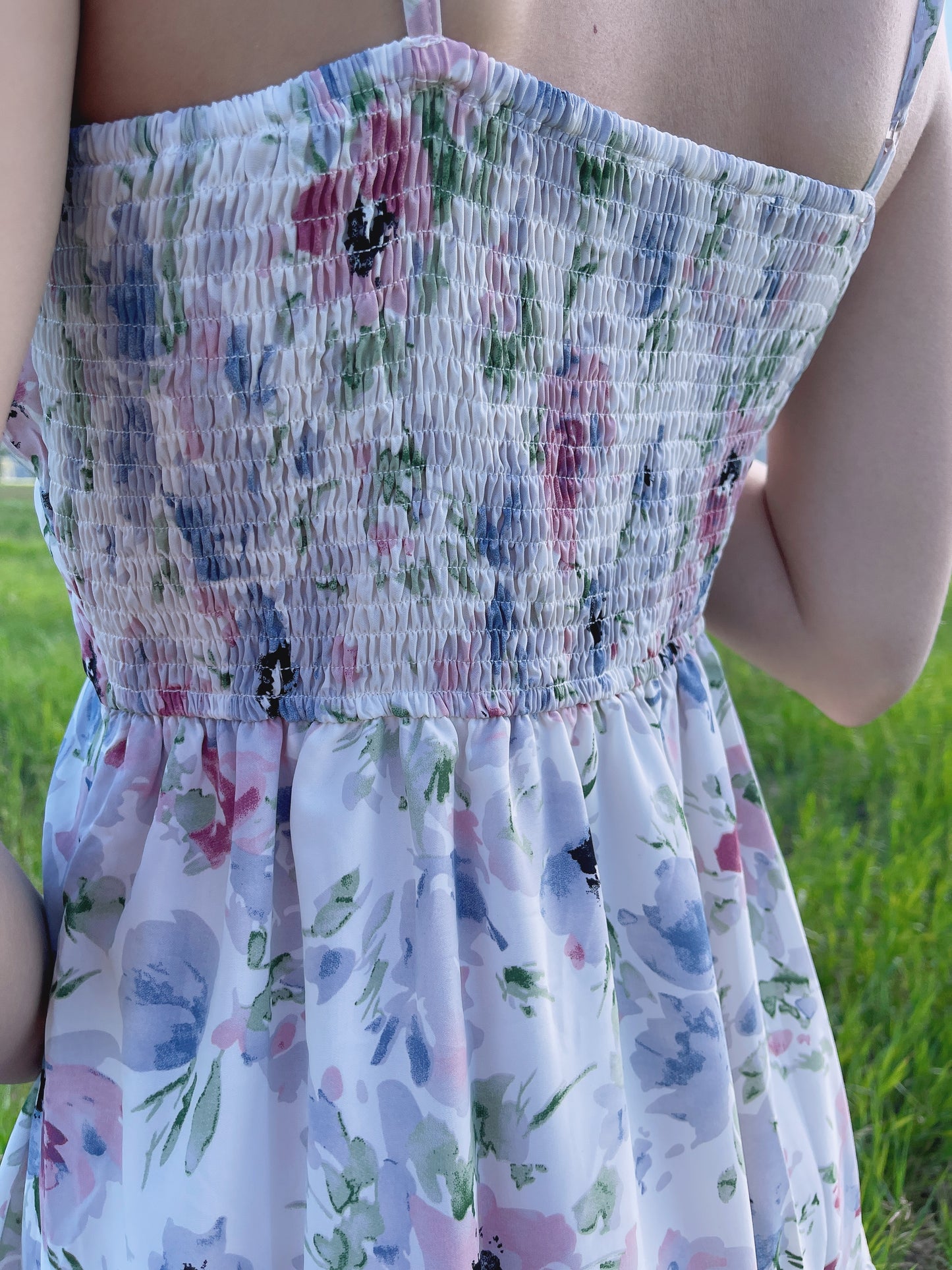 The Peony Suspender Midi Dress
