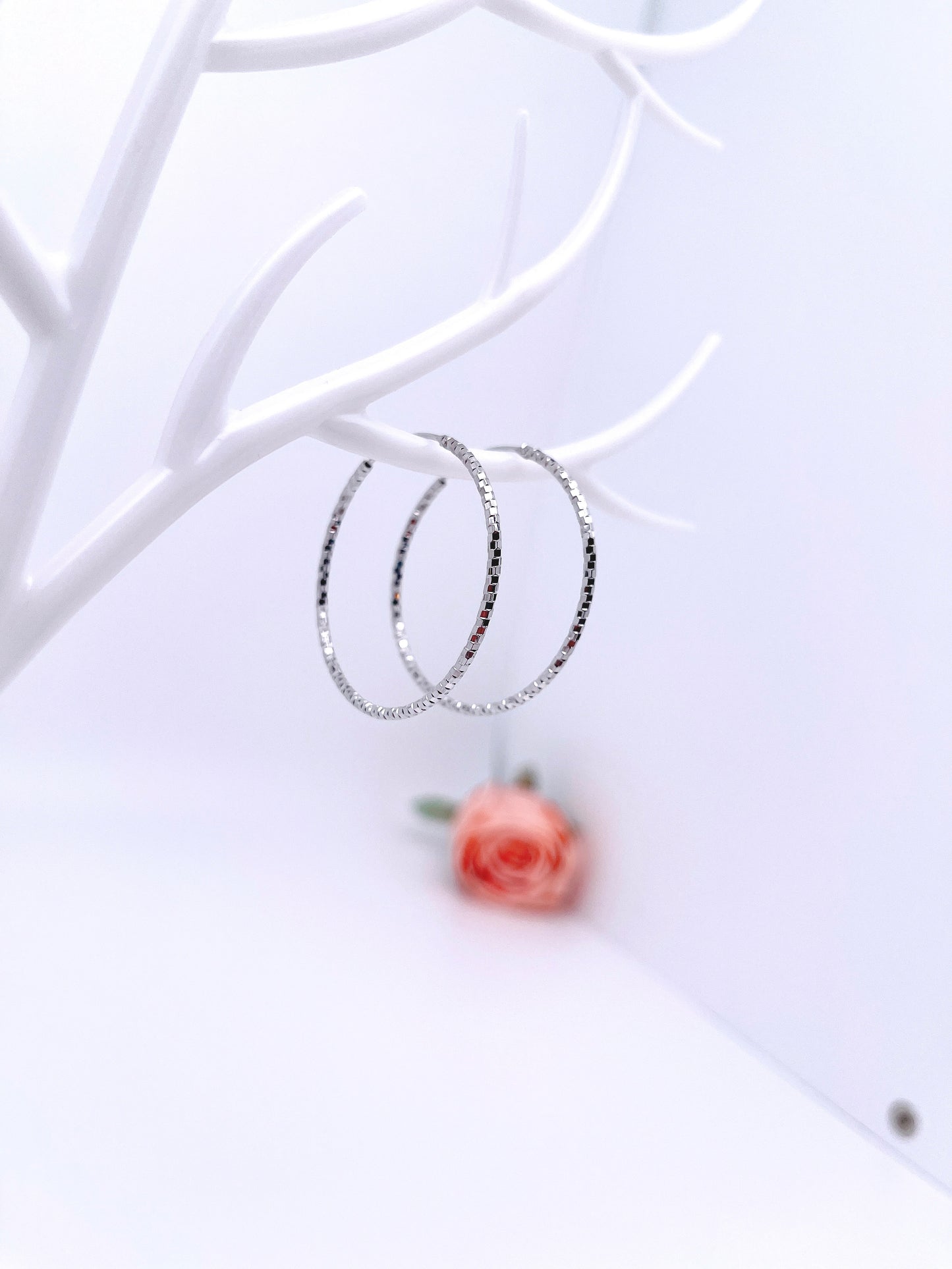 Large sparkle endless hoop earrings in sterling silver