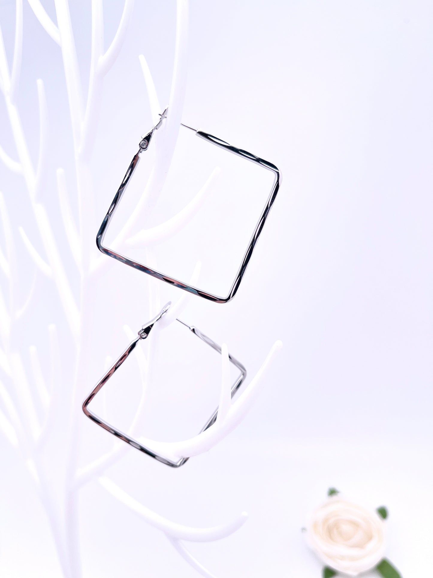 Big O Hoop Square Earrings in Sterling Silver