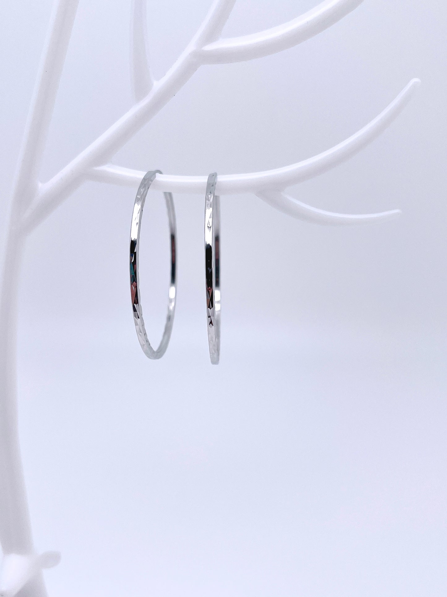 Big O Hoop Rutted Earrings in Sterling Silver