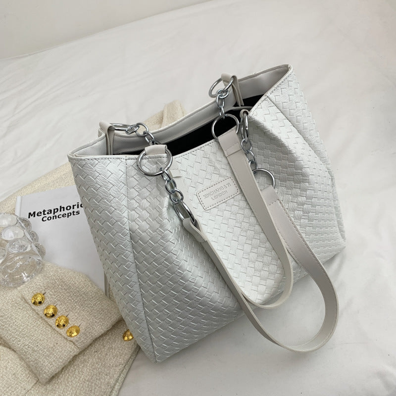 Large Woven Tote with Zipper