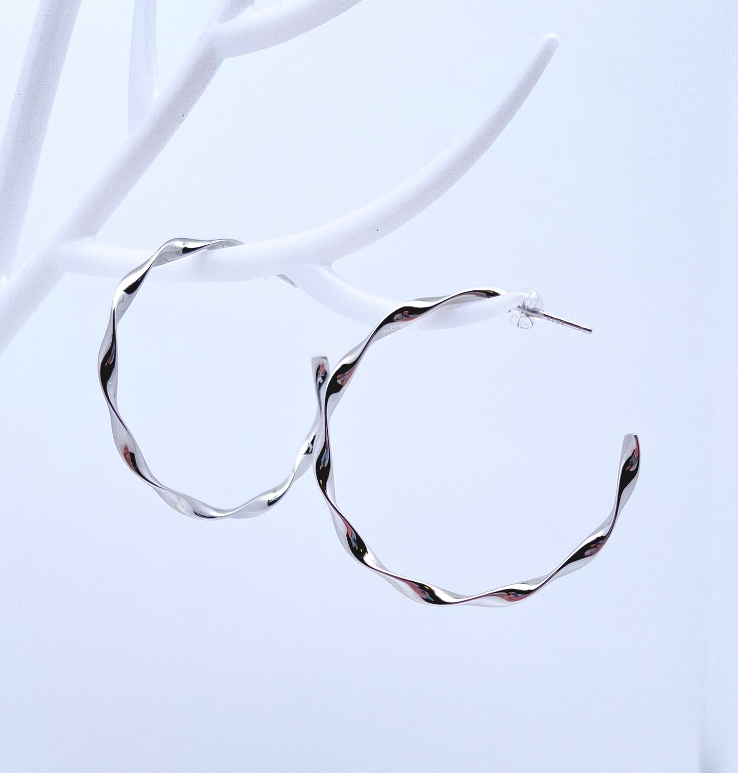 Big O Hoop Twist and Twirl Earrings in Sterling Silver