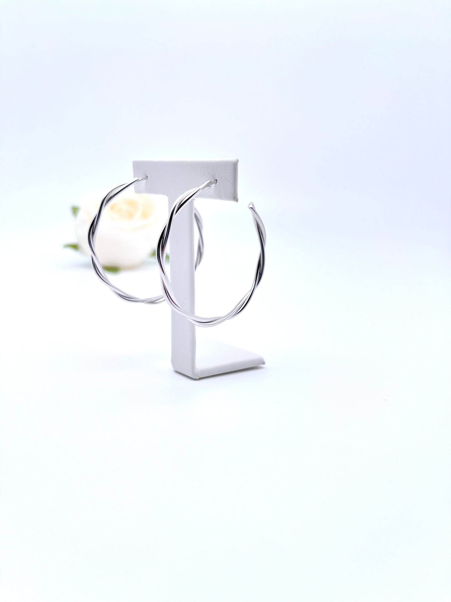 Big O Hoop Twisted Earrings in Sterling Silver