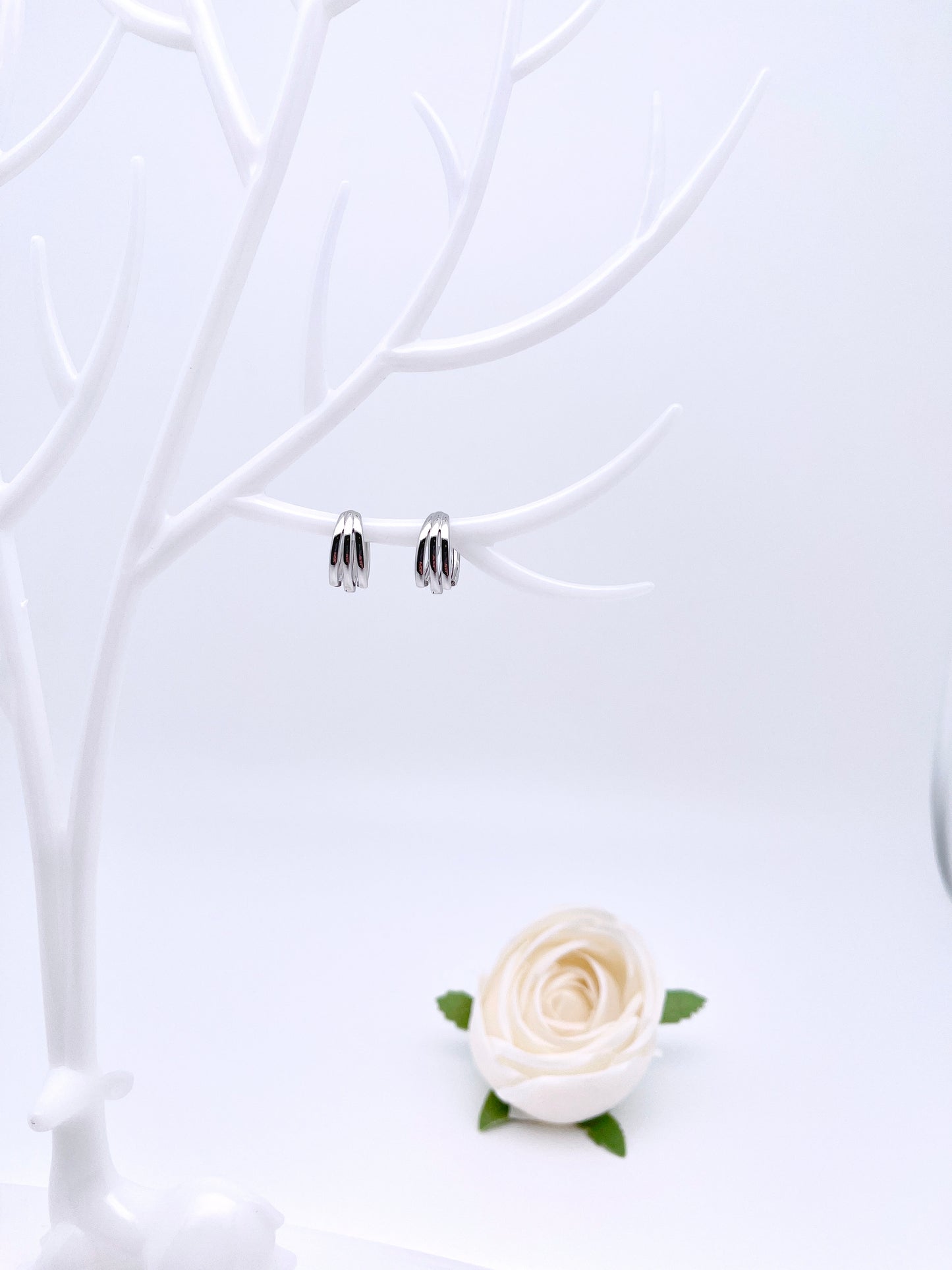 Small Triple Hoop Earrings in Sterling Silver