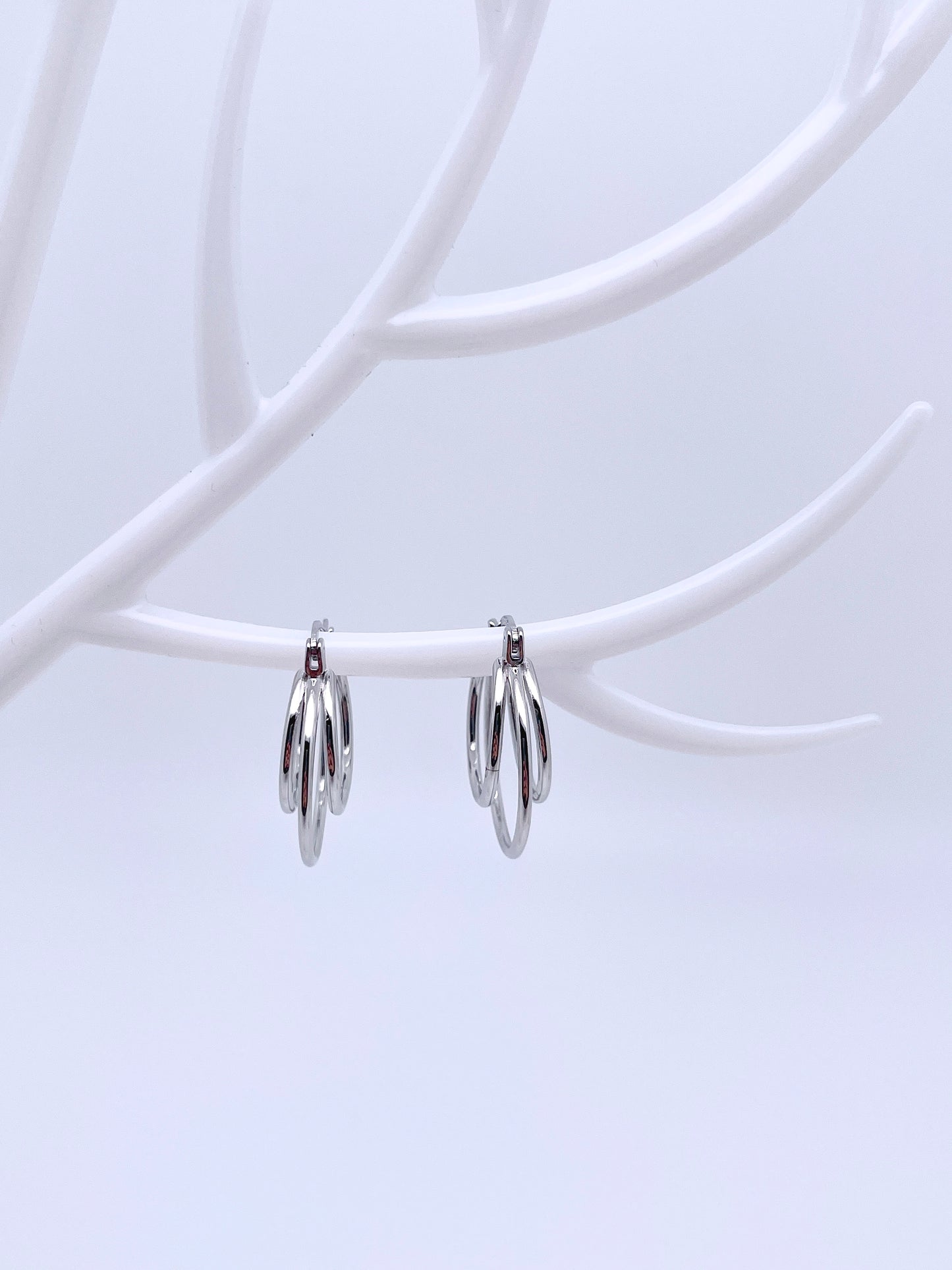 Tri-circle Hoop Earrings in Sterling Silver
